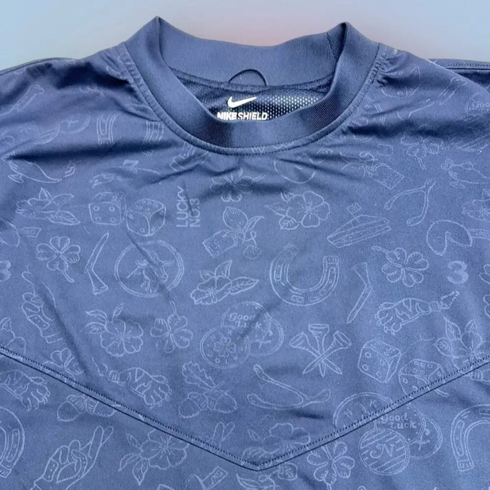 NIKE SHIELD Men’s Medium LUCKY PRINT Navy Blue Windshirt Jacket